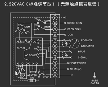 220VAC標準調節型<a href='http://m.ytengpcb.com/Product/diefa/diandongdiefa/' target='_blank'>電動<a href='http://m.ytengpcb.com/Product/diefa/' target='_blank'>蝶閥</a></a>接線圖（