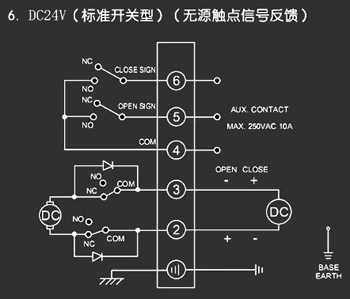 ＤＣ24Ｖ標準開關型<a href='http://m.ytengpcb.com/Product/diefa/diandongdiefa/' target='_blank'>電動<a href='http://m.ytengpcb.com/Product/diefa/' target='_blank'>蝶閥</a></a>接線圖